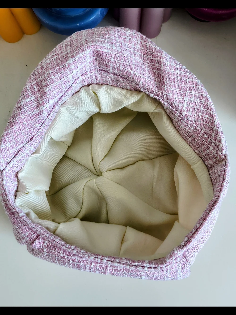 Pink Textured Baker Boy Cap